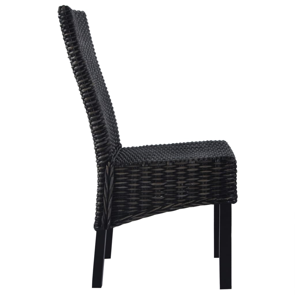vidaXL Dining Chairs 6 pcs Black Kubu Rattan and Mango Wood 2
