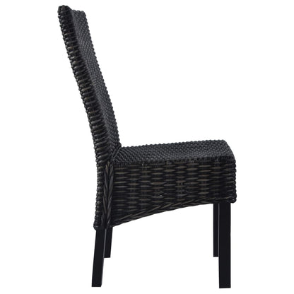 vidaXL Dining Chairs 6 pcs Black Kubu Rattan and Mango Wood 2