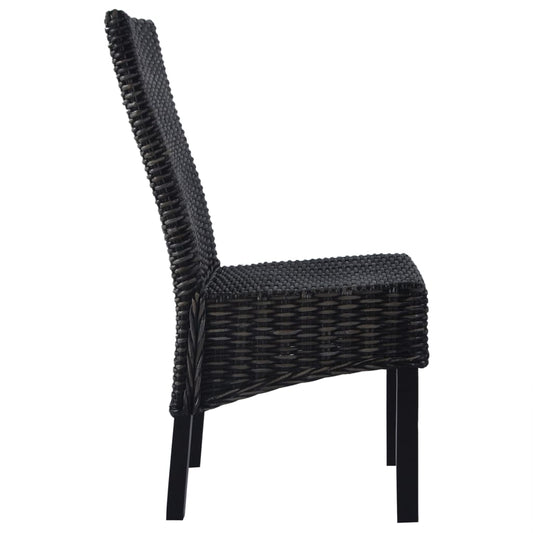 vidaXL Dining Chairs 6 pcs Black Kubu Rattan and Mango Wood 2