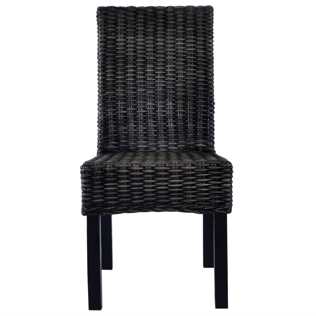 vidaXL Dining Chairs 6 pcs Black Kubu Rattan and Mango Wood 3