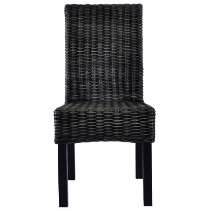 vidaXL Dining Chairs 6 pcs Black Kubu Rattan and Mango Wood 3