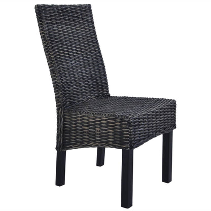 vidaXL Dining Chairs 6 pcs Black Kubu Rattan and Mango Wood 4