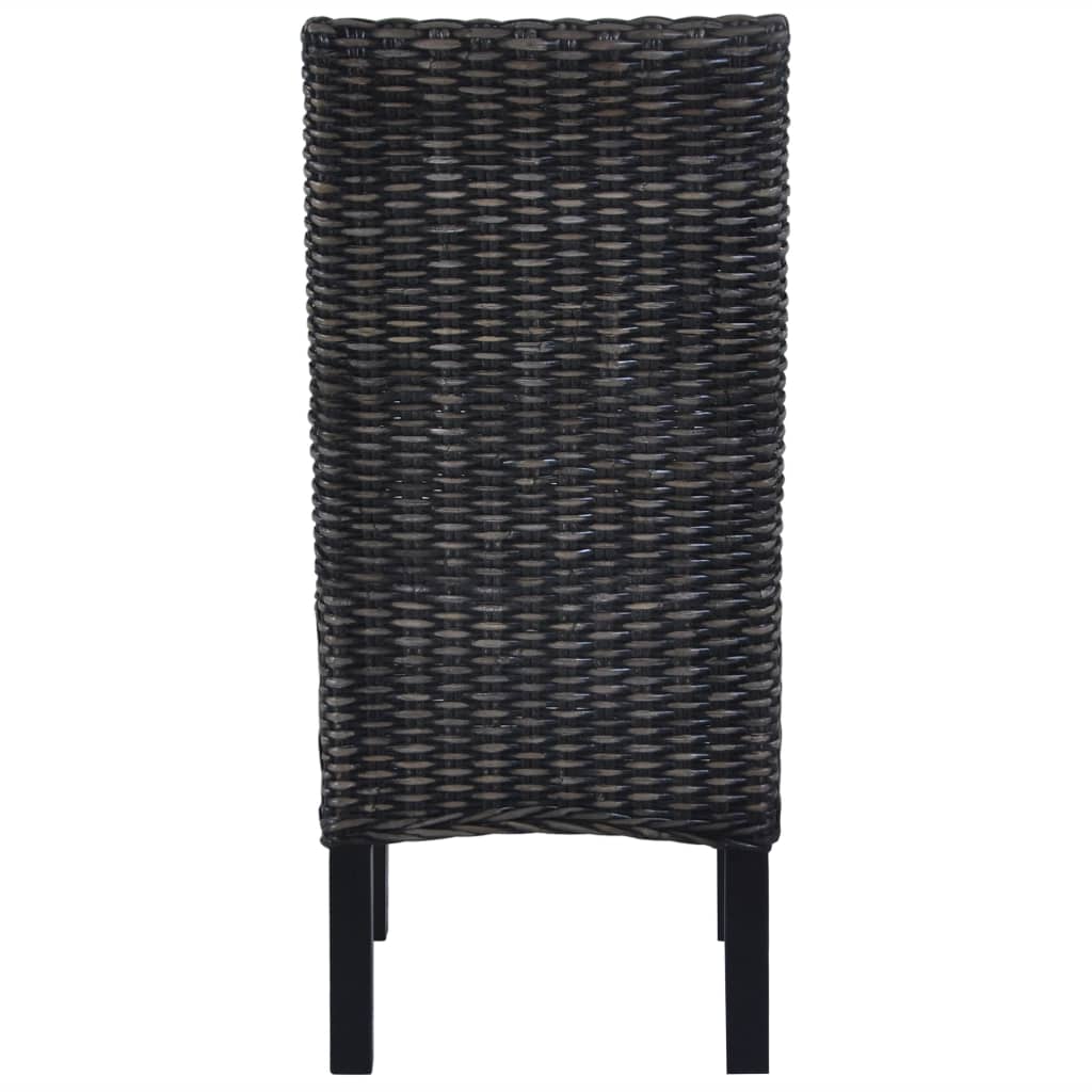 vidaXL Dining Chairs 6 pcs Black Kubu Rattan and Mango Wood 5