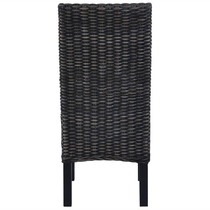 vidaXL Dining Chairs 6 pcs Black Kubu Rattan and Mango Wood 5