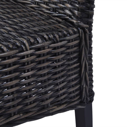 vidaXL Dining Chairs 6 pcs Black Kubu Rattan and Mango Wood 6