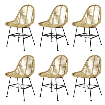 vidaXL Dining Chair | Set of 6 | Natural rattan | Standard | Durable 1