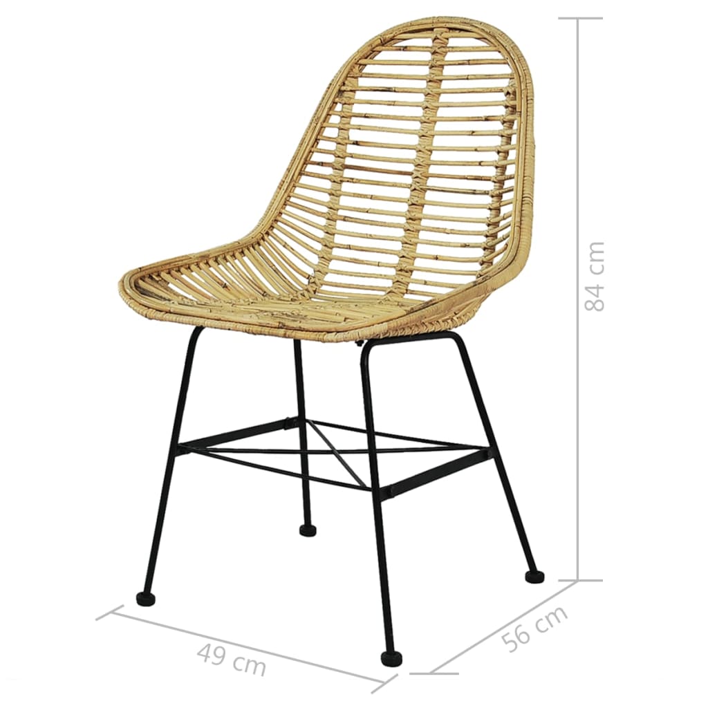 vidaXL Dining Chair | Set of 6 | Natural rattan | Standard | Durable 5