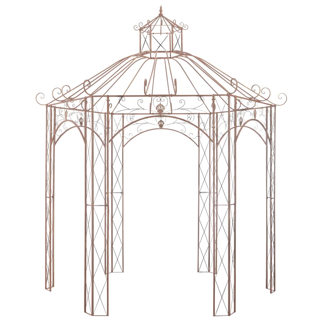 vidaXL Garden Pavilion Antique Brown 3 m Iron 2