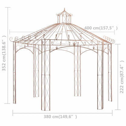 vidaXL Garden Pavilion Antique Brown 4 m Iron 6