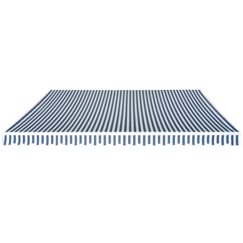 Manual Awning 5 x 3 m 100% Polyester Blue and white 500 cm