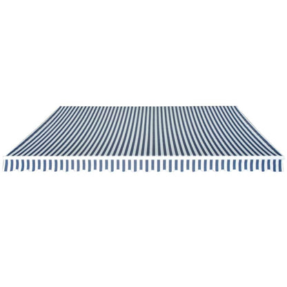 Manual Awning 5 x 3 m 100% Polyester Blue and white 500 cm