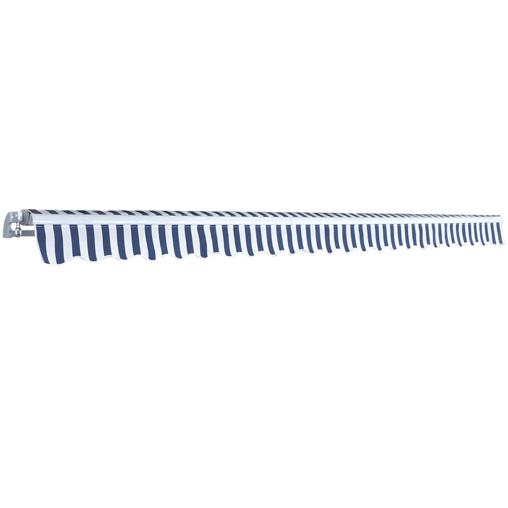 Manual Awning 5 x 3 m 100% Polyester Blue and white 500 cm