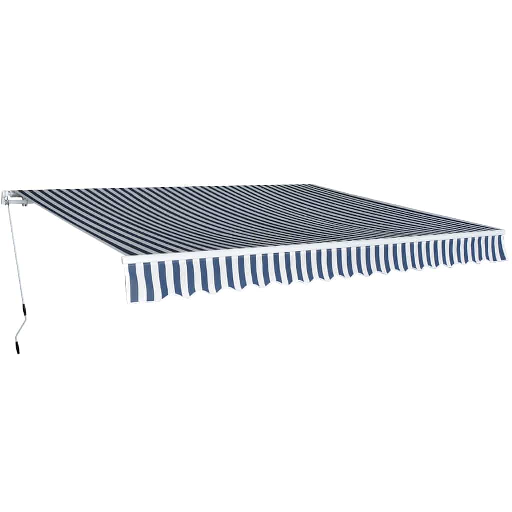 vidaXL Folding Awning Manual Operated 400 cm Blue/White 1