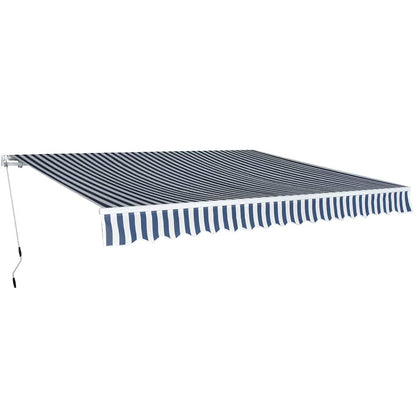 vidaXL Folding Awning Manual Operated 400 cm Blue/White 1