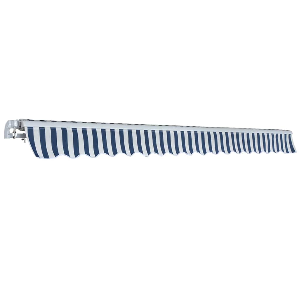 vidaXL Folding Awning Manual Operated 400 cm Blue/White 3