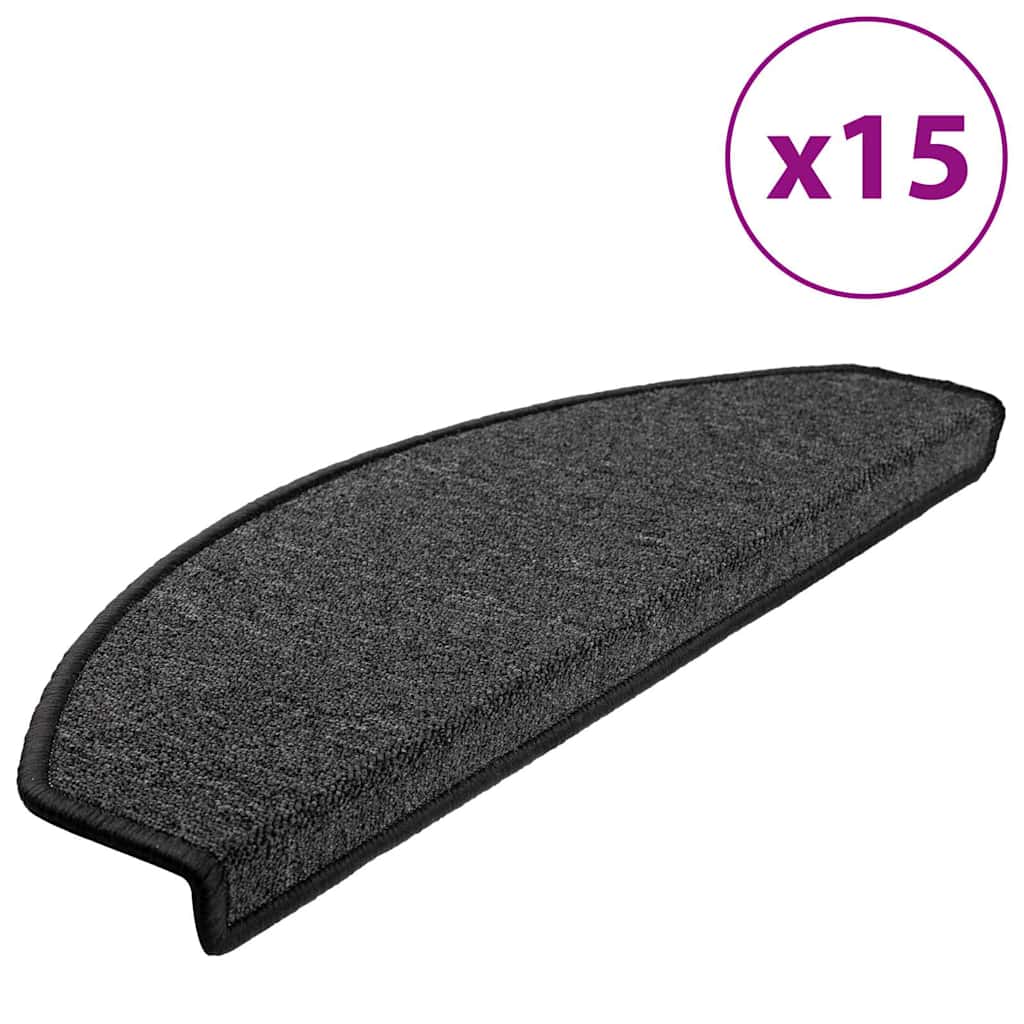 Stair Mats 65x24x4 cm Half Round Large 15 pcs Anthracite