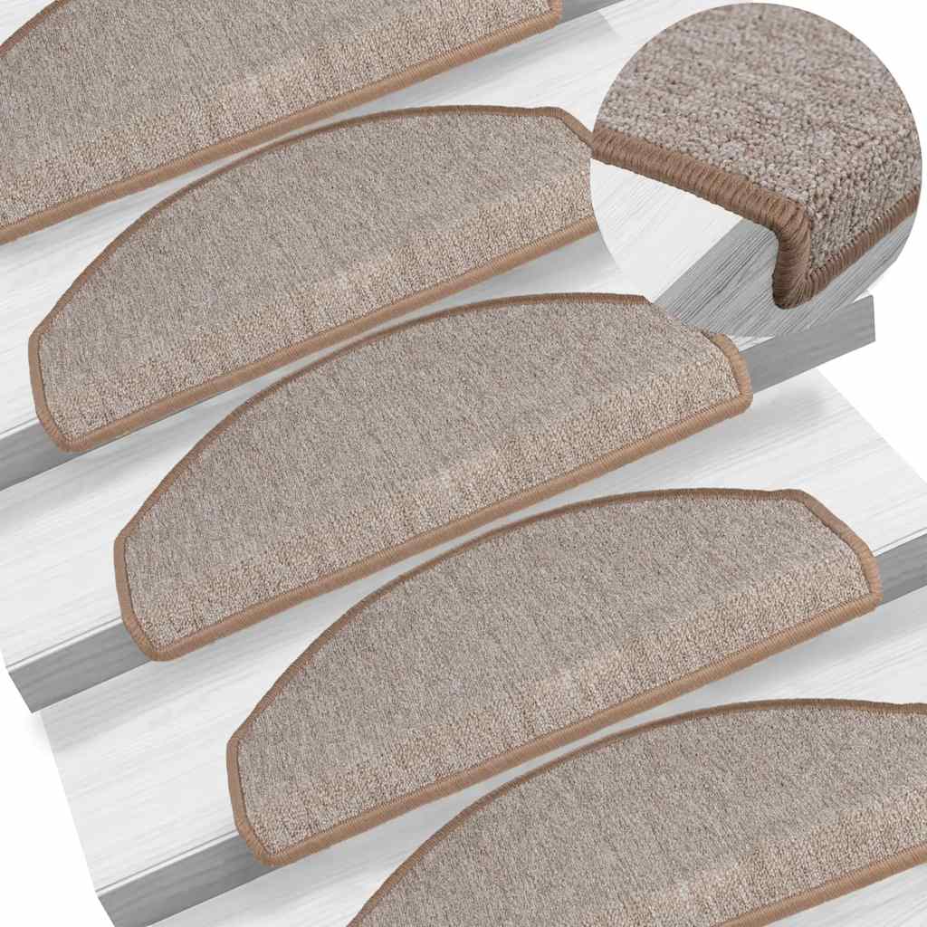 Stair Mats 65x24x4 cm Half Round Large 15 pcs Light brown