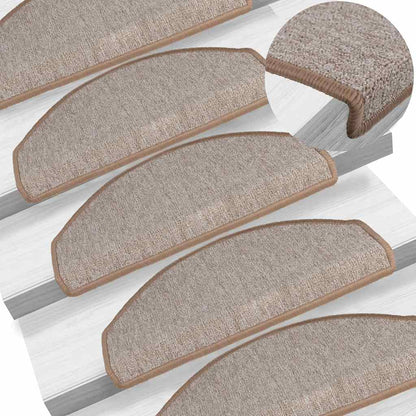 Stair Mats 65x24x4 cm Half Round Large 15 pcs Light brown