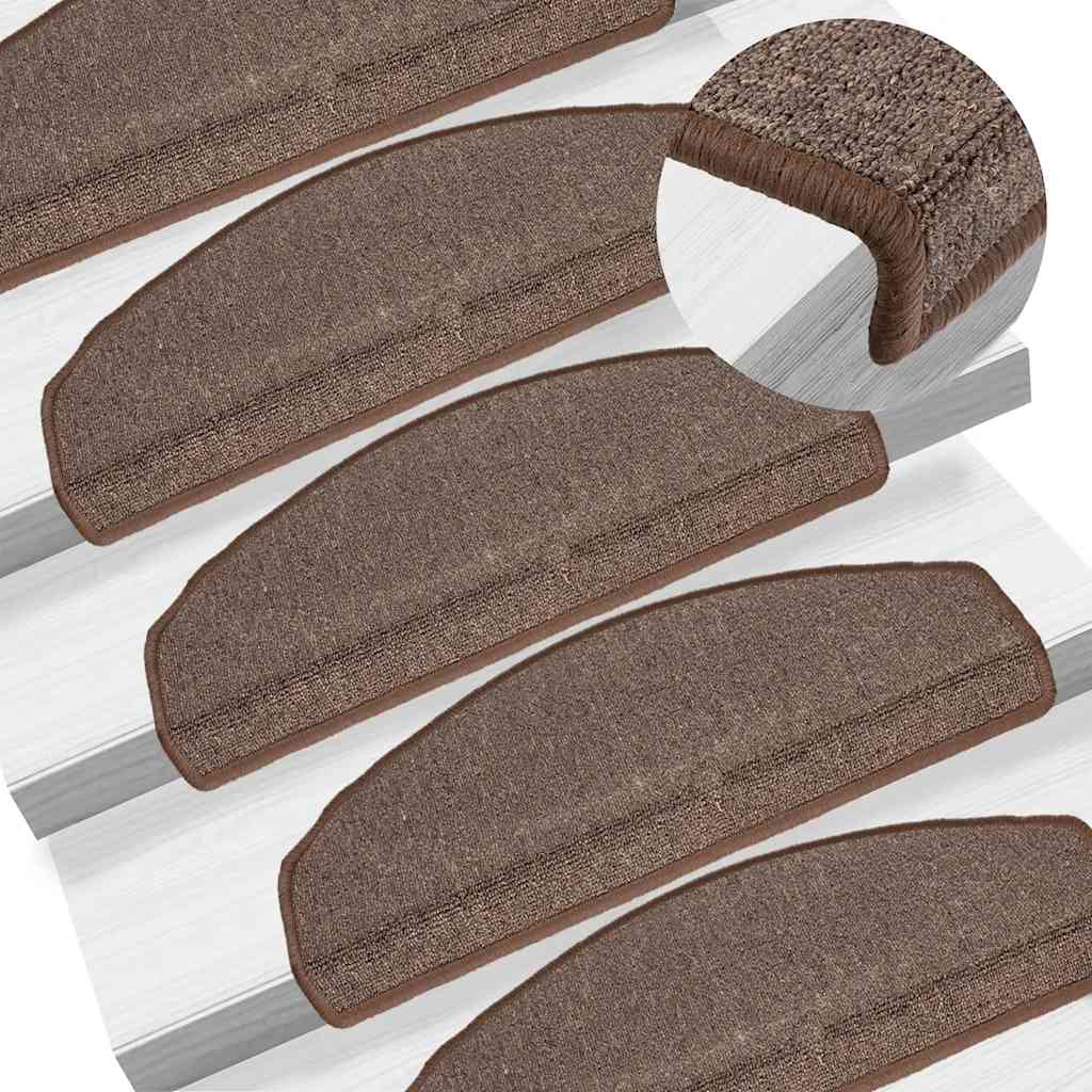 Stair Mats 65x24x4 cm Half Round Large 15 pcs Coffee brown