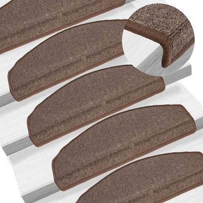 Stair Mats 65x24x4 cm Half Round Large 15 pcs Coffee brown
