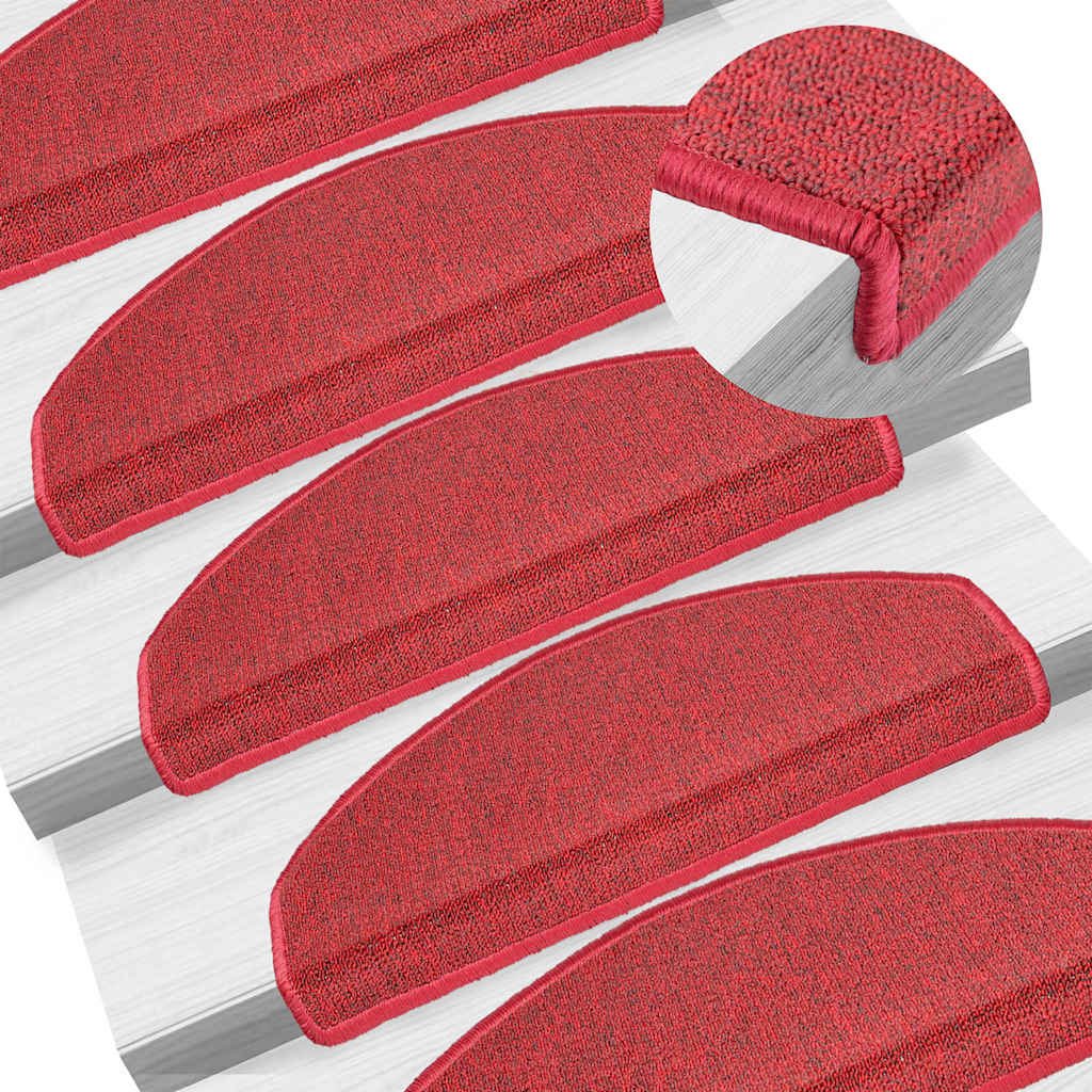 Stair Mats 65x24x4 cm Half Round Large 15 pcs Red