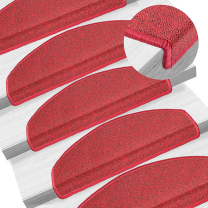Stair Mats 65x24x4 cm Half Round Large 15 pcs Red