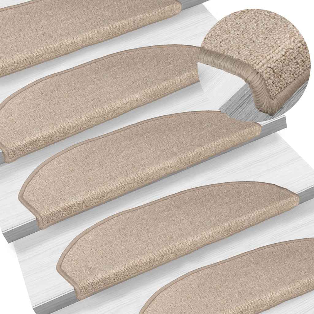 Stair Mats 65x24x4 cm Half Round Large 15 pcs Taupe
