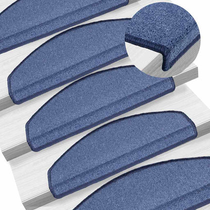 Stair Mats 65x24x4 cm Half Round Large 15 pcs Blue