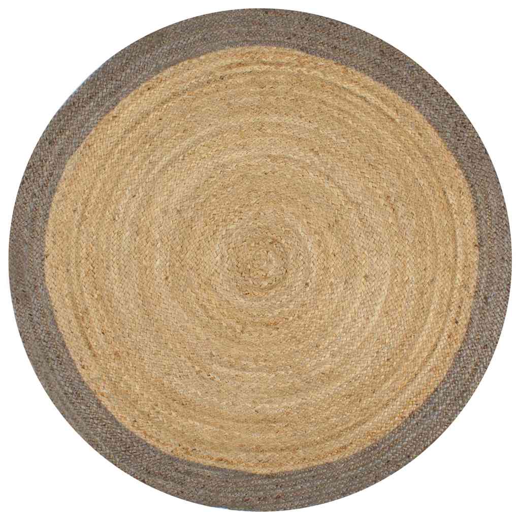 Handmade Rug Jute with Border Grey 150 cm