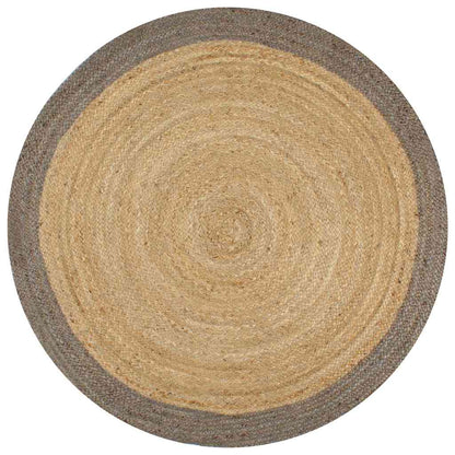 Handmade Rug Jute with Border Grey 150 cm