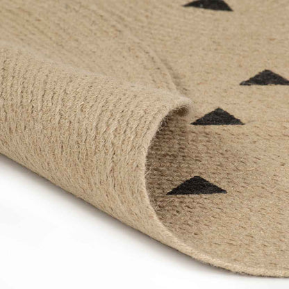 Handmade Rug Jute with White Print Triangles