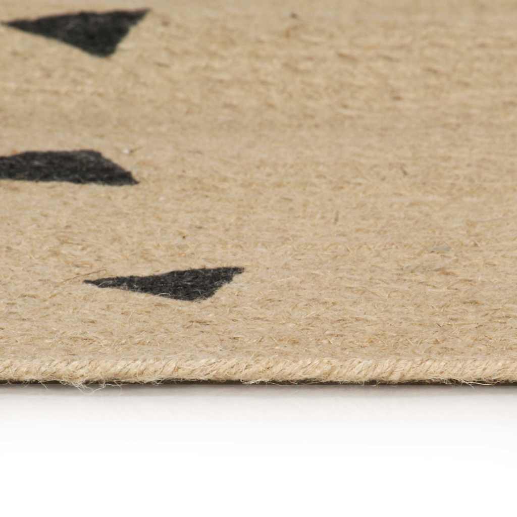 Handmade Rug Jute with White Print Triangles