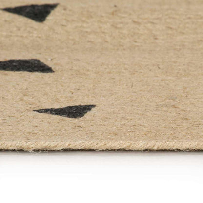 Handmade Rug Jute with White Print Triangles