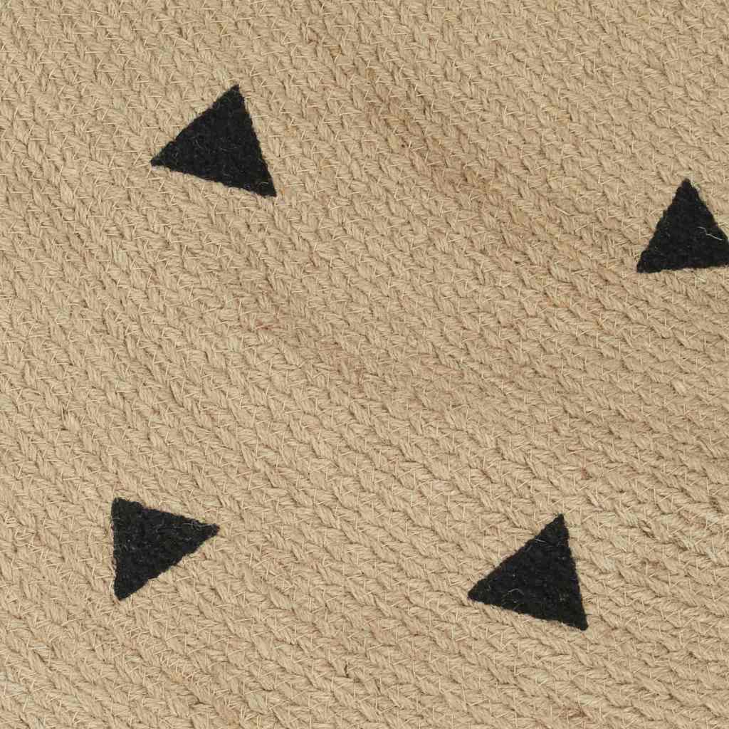 Handmade Rug Jute with White Print Triangles