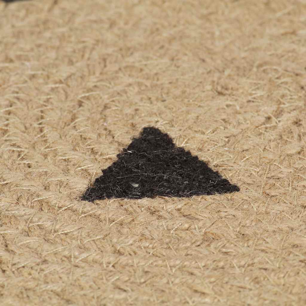 Handmade Rug Jute with White Print Triangles