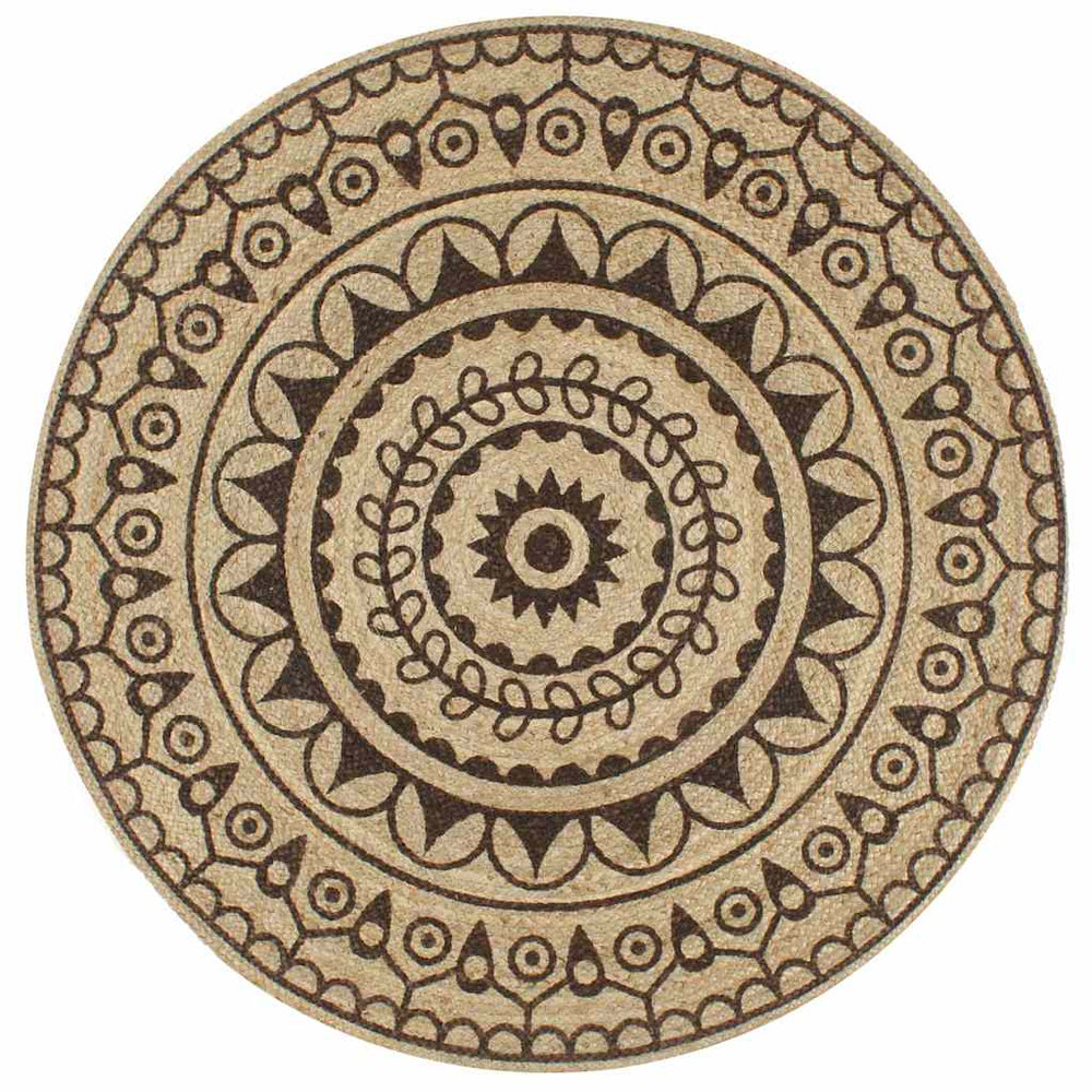 vidaXL Handmade Rug Jute with White Print