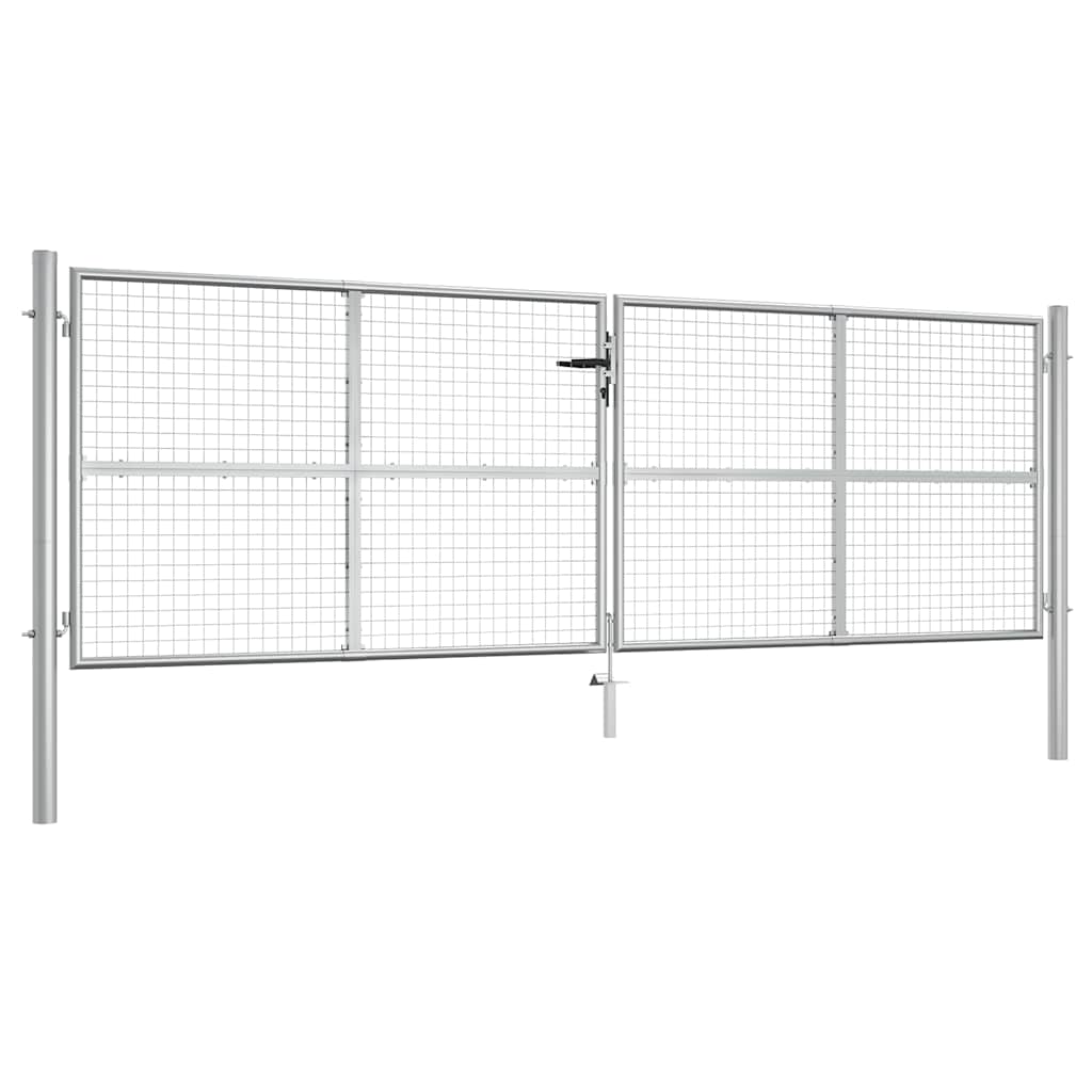 vidaXL Garden Gate Galvanised Steel 400x125 cm Silver 1