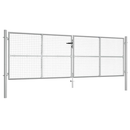 vidaXL Garden Gate Galvanised Steel 400x125 cm Silver 1