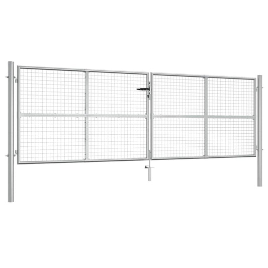 vidaXL Garden Gate Galvanised Steel 400x125 cm Silver 1