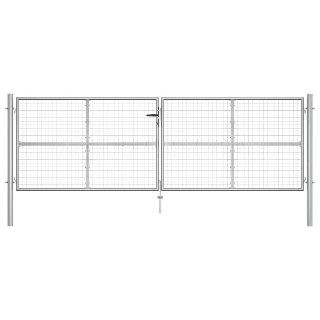 vidaXL Garden Gate Galvanised Steel 400x125 cm Silver 2