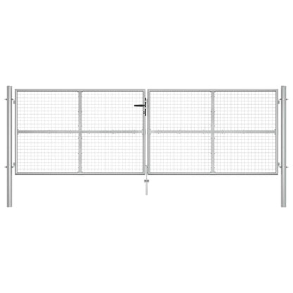 vidaXL Garden Gate Galvanised Steel 400x125 cm Silver 2