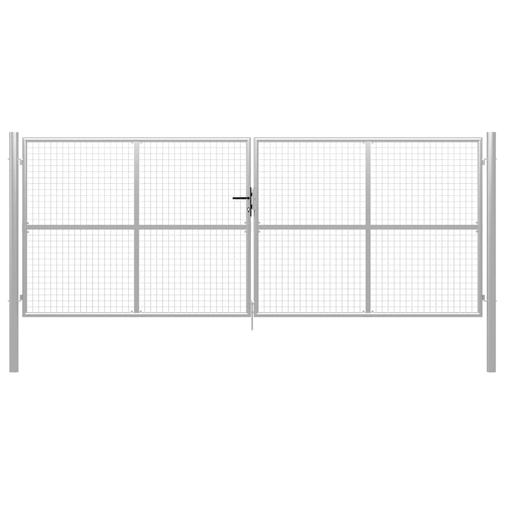 vidaXL Garden Gate Galvanised Steel 400x150 cm Silver