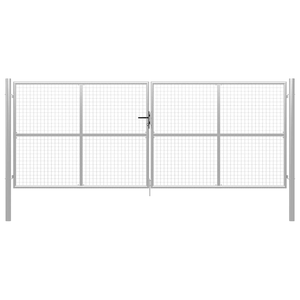 vidaXL Garden Gate Galvanised Steel 400x150 cm Silver 1