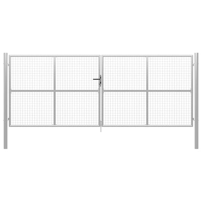 vidaXL Garden Gate Galvanised Steel 400x150 cm Silver 1