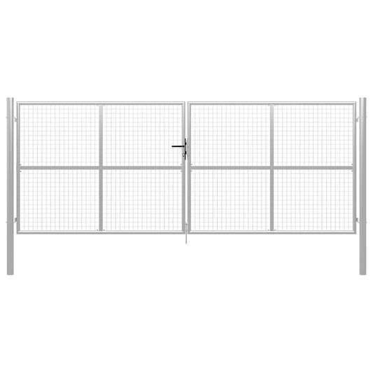 vidaXL Garden Gate Galvanised Steel 400x150 cm Silver 1