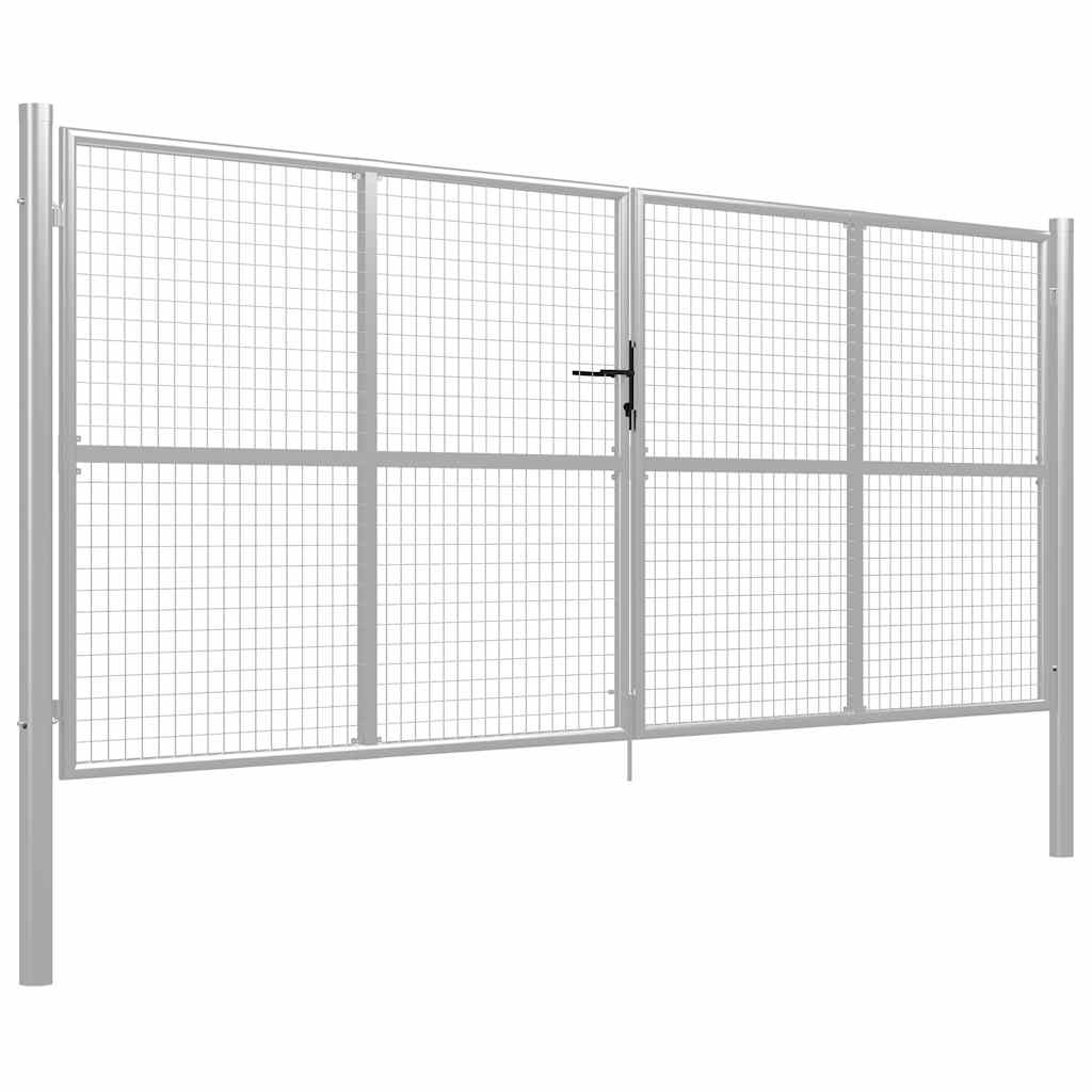 vidaXL Garden Gate Galvanised Steel 400x150 cm Silver 2
