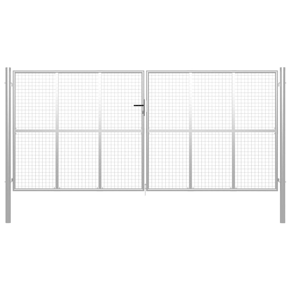 vidaXL Garden Gate Galvanised Steel 400x175 cm Silver