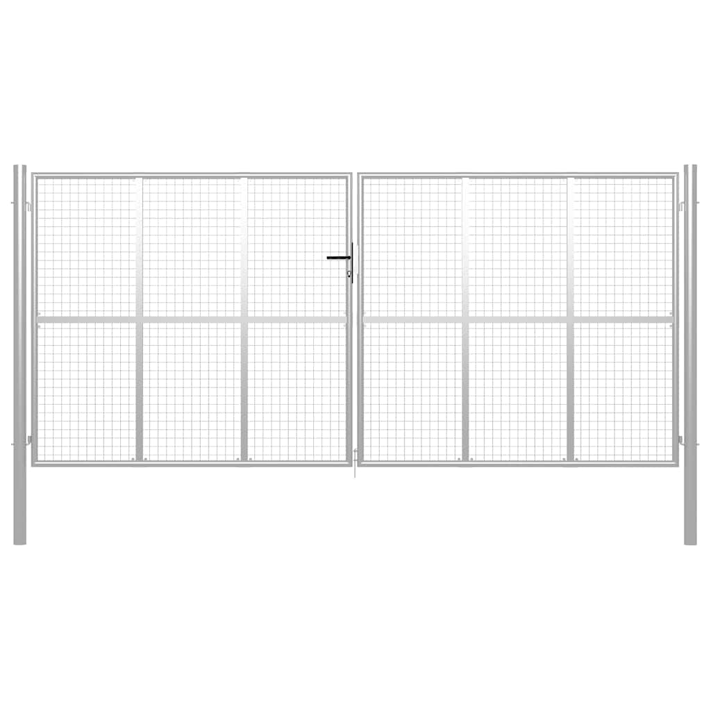 vidaXL Garden Gate Galvanised Steel 400x175 cm Silver 1