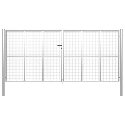 vidaXL Garden Gate Galvanised Steel 400x175 cm Silver 1