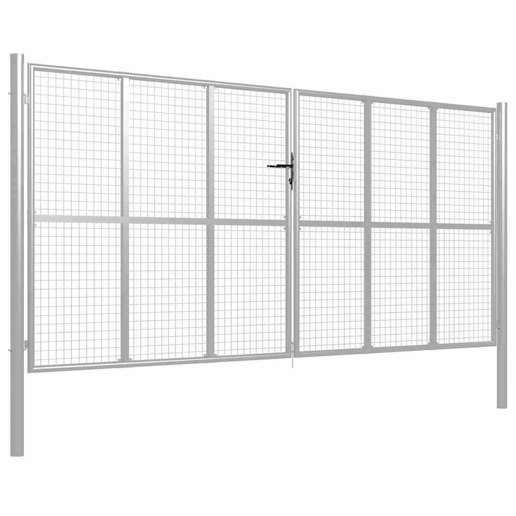 vidaXL Garden Gate Galvanised Steel 400x175 cm Silver 2